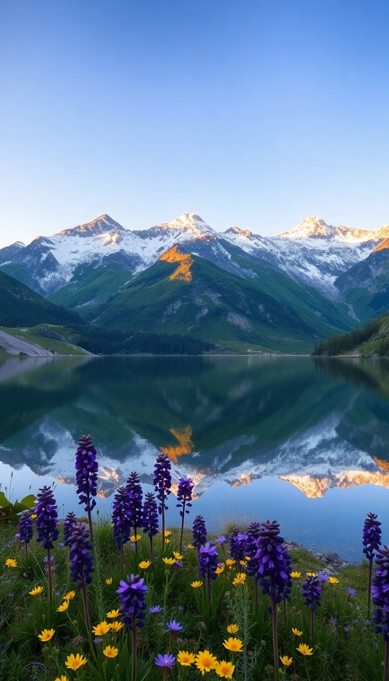 iPhone AI Spring Mountain Reflection Exquisite Wallpaper